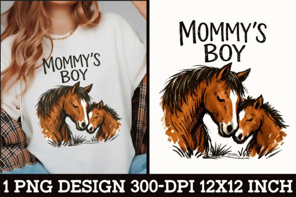 Designing with Heart: The Mommy’s Boy Horse T Shirt PNG