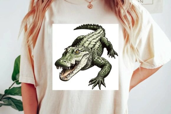Fierce Green Crocodile Graphic for Wildlife-Inspired Designs