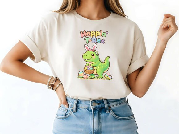 Hoppin T-Rex Easter T-Shirt Design: A Visual Asset Analysis