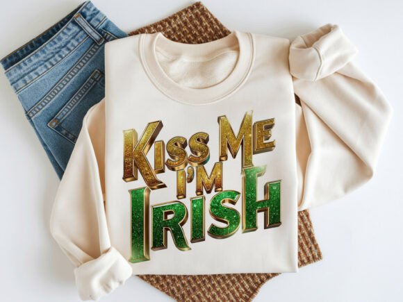 Kiss Me I’m Irish Glitter Shirt Design: A Festive Typography Asset