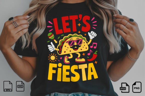 Let's Fiesta Funny Taco Party Design: A Vibrant Creative Asset