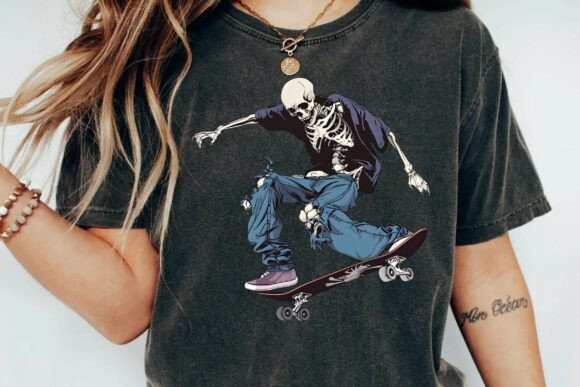 Skeleton Skateboarder Streetwear Graphic Aesthetic Skater Skull Vintage Design Png