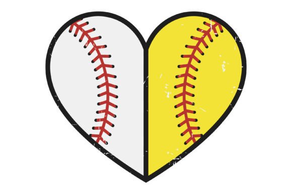 Softball Baseball Heart Sports Design: A Dynamic Graphic Asset