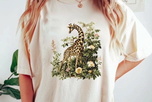 Vintage Giraffe Floral Botanical Clipart: A Designer's Asset